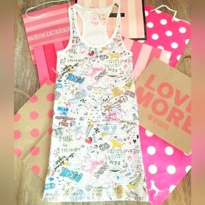 Victoria's Secret PINK Vintage RARE Ribbed Racerback Tank Top NWT Sleep Cami HTF